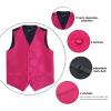 Alizeal Boys 3pcs Classic Solid Bow Tie, Necktie and Suit Vest Set, Rose Red, Size 8 view 4
