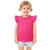 Magic Park 12M-7Y Baby Girl Blouse Toddler Ruffle T-Shirts Kids Girl Solid Color Tee Casual Tops for Girls (0033Q_Dark Pink, 3-4 Years) view 1