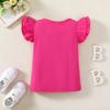 Magic Park 12M-7Y Baby Girl Blouse Toddler Ruffle T-Shirts Kids Girl Solid Color Tee Casual Tops for Girls (0033Q_Dark Pink, 3-4 Years) view 2