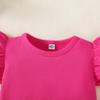 Magic Park 12M-7Y Baby Girl Blouse Toddler Ruffle T-Shirts Kids Girl Solid Color Tee Casual Tops for Girls (0033Q_Dark Pink, 3-4 Years) view 3