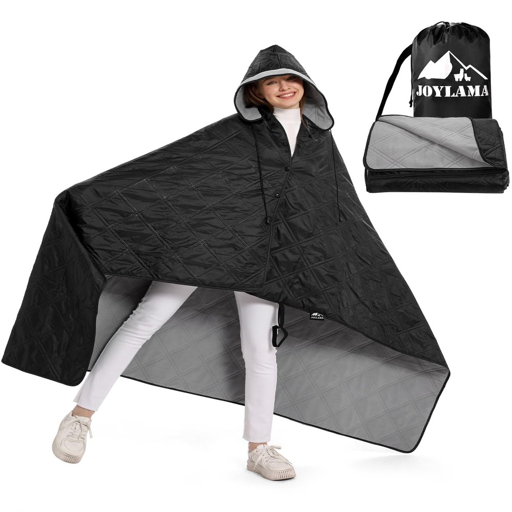 JOYLAMA Outdoor Camping Blanket, Fleece Waterproof Stadium Blanket with Portable Bag, Lightweight for Cold Weather, Sports, Pet, Beach, Picnic, Stadium, Travel, Car, 79 * 54inch