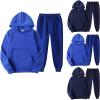 Tracksuit Womens 2 Piece Sweatshirt & Sweatpants Set Sports Pullover Hoodie Sweatsuit Solid Jogger Suit with Pockets Navy view 3
