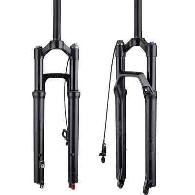 BOLANY 27.5/29inch Bike Suspension Fork 34mm Stanchions 1-1/8 Thread-Less Straight Steerer 120mm Travel MTB Air Fork with Damping Rebound Adjustment (Remote, 27.5inch)