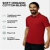 DANISH ENDURANCE Men's Polo Shirt, Organic Cotton, Short Sleeve, Classic, Red, X-Large view 2