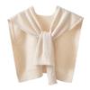 Women Shrugs Candy Color Knitted Wrap Top Cuff Shoulder Shawls Fashion All-Match Students Cropped Tops Elegant Scarf Cape Navy Blue One Size view 3