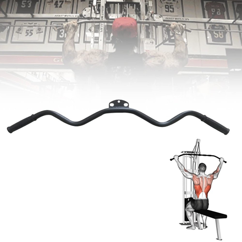 DYK&NX Power Grip LAT Pull Down Attachments, Pro Grip Curl Bar for Gym Fitness Weightlifting Use Triceps Back Biceps Shoulders and Abdominal Muscles