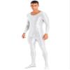 Jhaoyu Men Glossy Zentai Full Body Skin-Tight Bodysuit Costume Lingerie Unitard Shapewear Jumpsuit White X-Large view 3