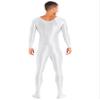 Jhaoyu Men Glossy Zentai Full Body Skin-Tight Bodysuit Costume Lingerie Unitard Shapewear Jumpsuit White X-Large view 4