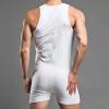 Maiyifu-GJ Men Sleeveless Button Front Shorts Romper Stretchy Workout Bodysuit Tights Leotard One Piece Bodywear Undershirt (White,XX-Large) view 2