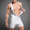 Maiyifu-GJ Men Sleeveless Button Front Shorts Romper Stretchy Workout Bodysuit Tights Leotard One Piece Bodywear Undershirt (White,XX-Large) view 4