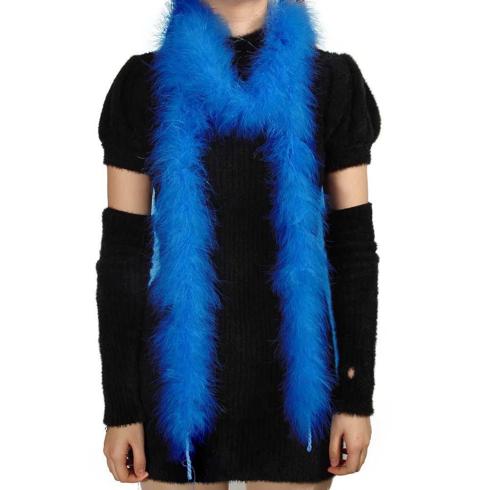 iHUFeather Marabou Feather Boa Natural Turkey Feathers 2 Yard 22g for DIY Crafts Wedding Party Women Costume Christmas Decoration, Royal Blue