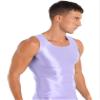 Freebily Men's Glossy Silky Tank Top High Elastic Stretchy Sleeveless Oily Vest Sportswear Tight Tops Purple X-Large view 4