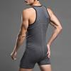 Maiyifu-GJ Men Sleeveless Button Front Shorts Romper Stretchy Workout Bodysuit Tights Leotard One Piece Bodywear Undershirt (Dark Grey,Large) view 2