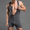 Maiyifu-GJ Men Sleeveless Button Front Shorts Romper Stretchy Workout Bodysuit Tights Leotard One Piece Bodywear Undershirt (Dark Grey,Large) view 4