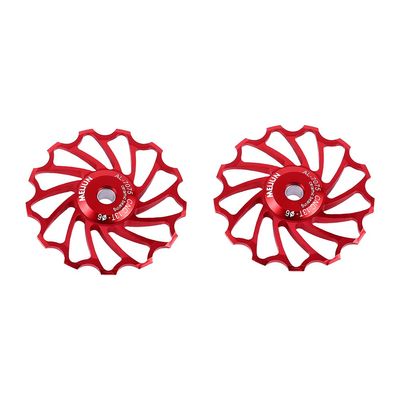 Akozon Red Aluminum 13T Bike Rear Derailleur Roller, 2 Pcs Wheel Derailleur Pulley
