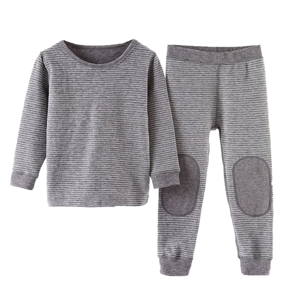 2PCS Kids Fall Clothes Set, Toddler Boys Girls Winter Pullover Long Sleeve Fleece Sweatshirt Tops and (Grey, 3-4 Years)
