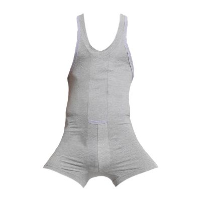 Maiyifu-GJ Men One Piece Gymnastics Wrestling Singlet Sleeveless Athletic Bodysuit Underwear Tummy Control Shapewear Leotard (Grey,Medium)