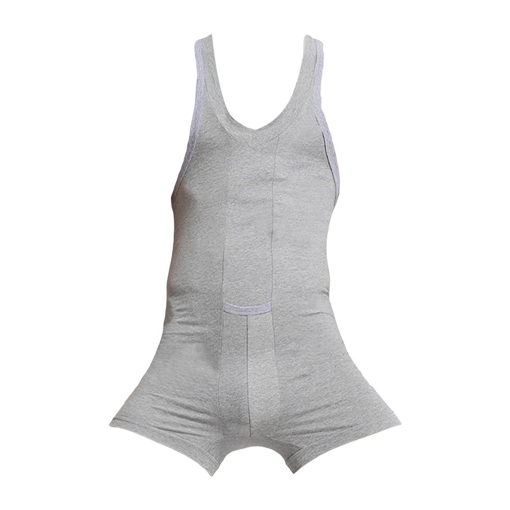 Maiyifu-GJ Men One Piece Gymnastics Wrestling Singlet Sleeveless Athletic Bodysuit Underwear Tummy Control Shapewear Leotard (Grey,Medium)
