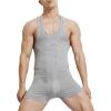 Maiyifu-GJ Men One Piece Gymnastics Wrestling Singlet Sleeveless Athletic Bodysuit Underwear Tummy Control Shapewear Leotard (Grey,Medium) view 2