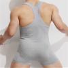 Maiyifu-GJ Men One Piece Gymnastics Wrestling Singlet Sleeveless Athletic Bodysuit Underwear Tummy Control Shapewear Leotard (Grey,Medium) view 3