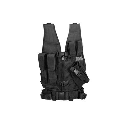 Lancer Tactical Nylon Crossdraw Airsoft Vest Youth Size w/Airsoft Pistol Holster - BLACK