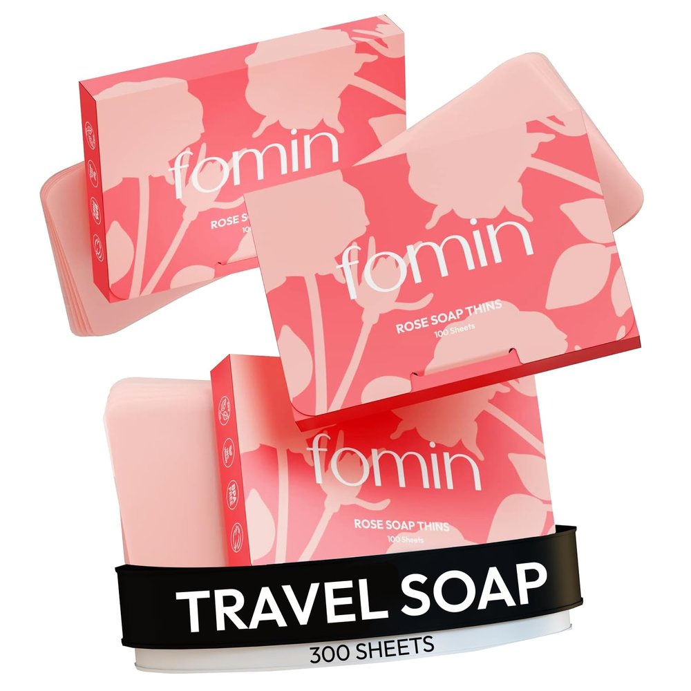 FOMIN - Paper Soap Sheets for Hand Washing - (300 Sheets) Rose Portable Travel Soap Sheets, Dissolvable Camping Mini Soap