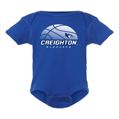 CornBorn Creighton Bluejays Onesie - Creighton Basketball Ball Logo - Royal Blue - 12M