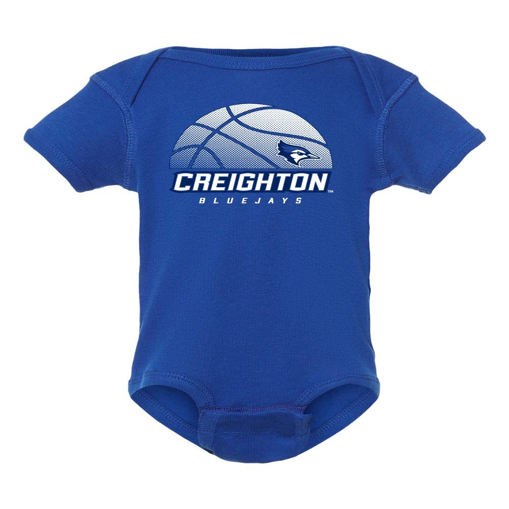CornBorn Creighton Bluejays Onesie - Creighton Basketball Ball Logo - Royal Blue - 12M