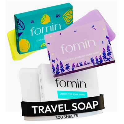FOMIN - Paper Soap Sheets for Hand Washing - (300 Sheets) Lemon, Lavender, Unscented Travel Soap Sheets, Dissolvable Camping Mini Soap
