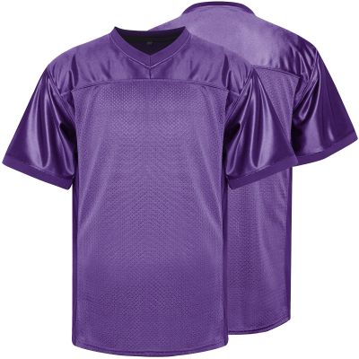 Blank Practice Football Jersey Mesh Athletic Sports Football T-Shirt Black White Red (Purple, Large)