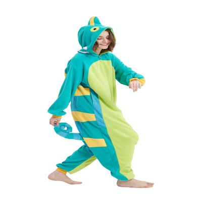 DarkCom Chameleon Adult Animal Onesie Cosplay Christmas Pajamas One Piece Halloween Costume Unisex Sleepwear Homewear Large