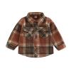 MERSARIPHY Baby Boy Girl Plaid Shirt Button Down Flannel Jacket Toddler Coat Fall Winter Outfits for Kids (Brown, 3-4 Years) view 1