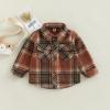 MERSARIPHY Baby Boy Girl Plaid Shirt Button Down Flannel Jacket Toddler Coat Fall Winter Outfits for Kids (Brown, 3-4 Years) view 2