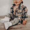 MERSARIPHY Baby Boy Girl Plaid Shirt Button Down Flannel Jacket Toddler Coat Fall Winter Outfits for Kids (Brown, 3-4 Years) view 3