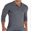 Askdeer Men's Polo Shirts Long Sleeve Slim Fit Casual Shirts Classic Stretch Polo T Shirt Golf Shirts Dark Gray view 3