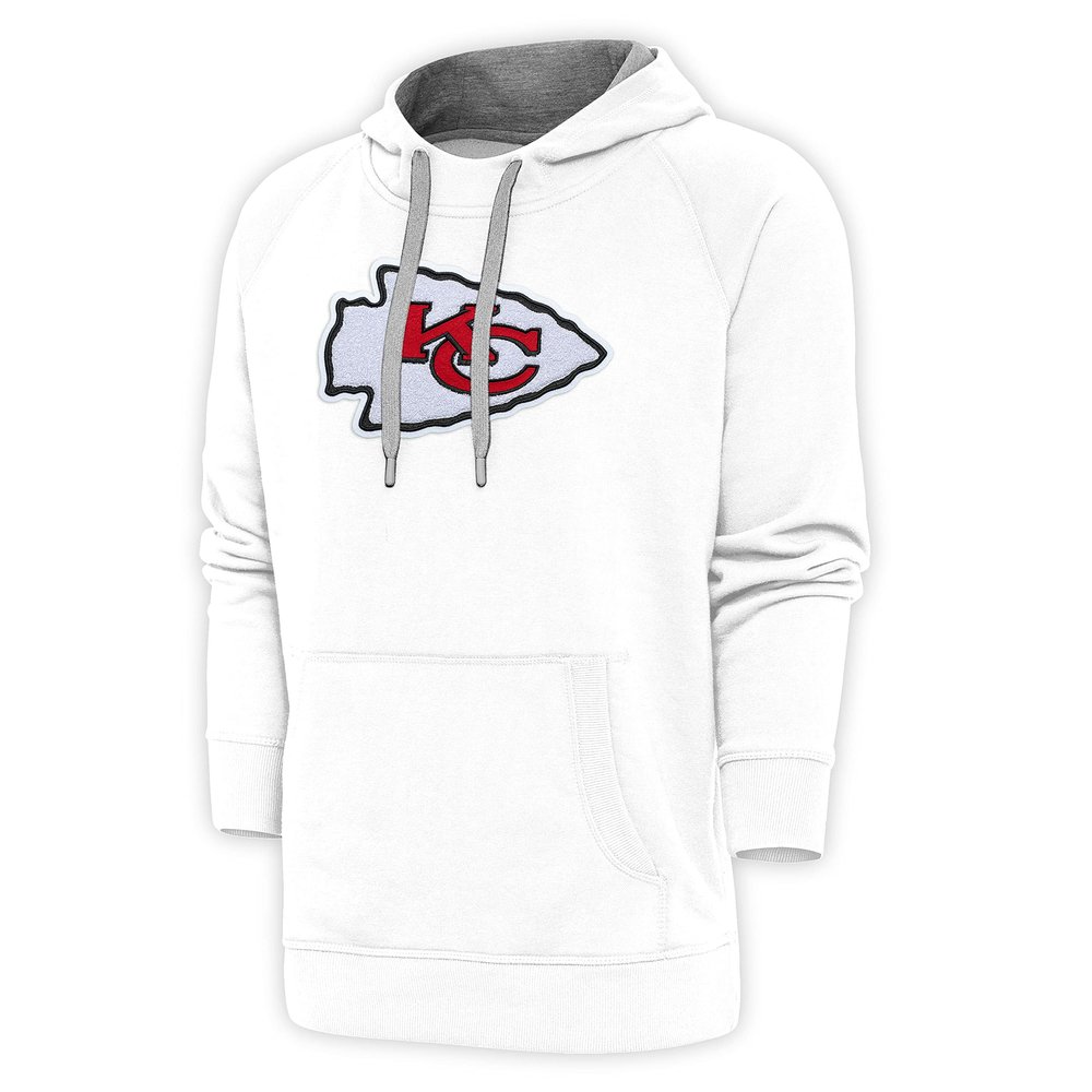 Antigua Men's White Kansas City Chiefs Victory Chenille Pullover Hoodie