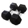 HolaHatha 2-Pack Hexagonal Rubber Dumbbell Weights Set, Home Gym Equipment, 45 Lbs, Black - Portable Weighted Exercise Dumbbells for Fitness, Training, and Lifting Workouts view 1