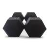 HolaHatha 2-Pack Hexagonal Rubber Dumbbell Weights Set, Home Gym Equipment, 45 Lbs, Black - Portable Weighted Exercise Dumbbells for Fitness, Training, and Lifting Workouts view 4