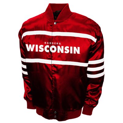 Franchise Club Mens 2nd Era Full-Snap Satin Jacket (Wisconsin, XX-Large)