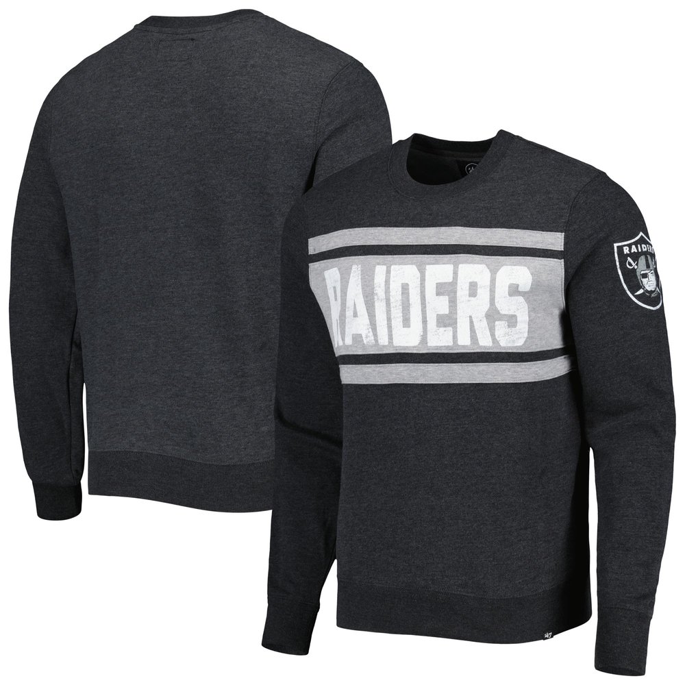 47 Men's Heathered Black Las Vegas Raiders Bypass Tribeca Pullover Sweatshirt