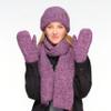 C.C Super Thick Warm Winter Knitted Mittens Gloves (Recycled Non Lined Boucle Purple), One Size view 2