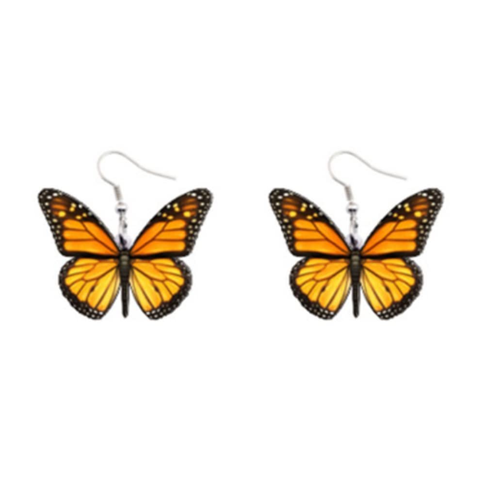 ZHOUMEIWENSP Fashion Insect Jewelry Big Monarch Butterfly Moths Drop Dangle Earrings For Women Gifts (Orange)