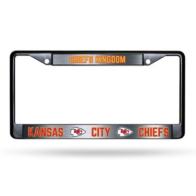 Kansas City Chiefs Premium Black Long Lasting Zinc Alloy NFL License Plate Frame  2 Screw Tag Holder with Highlighted Team Pride and Team Cheer - Complements Any Color of Truck, SUV, Car