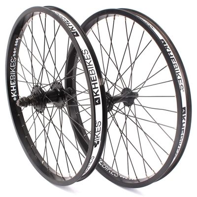 KHE BMX MVP Wheel Set Aluminium 36 Hole Black 9T Sprocket Rim Tape Made in Germany