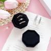 BLUTETE Velvet 3 Slots Jewelry Ring Box Engagement Wedding Box Keepsake Box Bridal Photo Ring Triple Slots Octagon (Black) view 3
