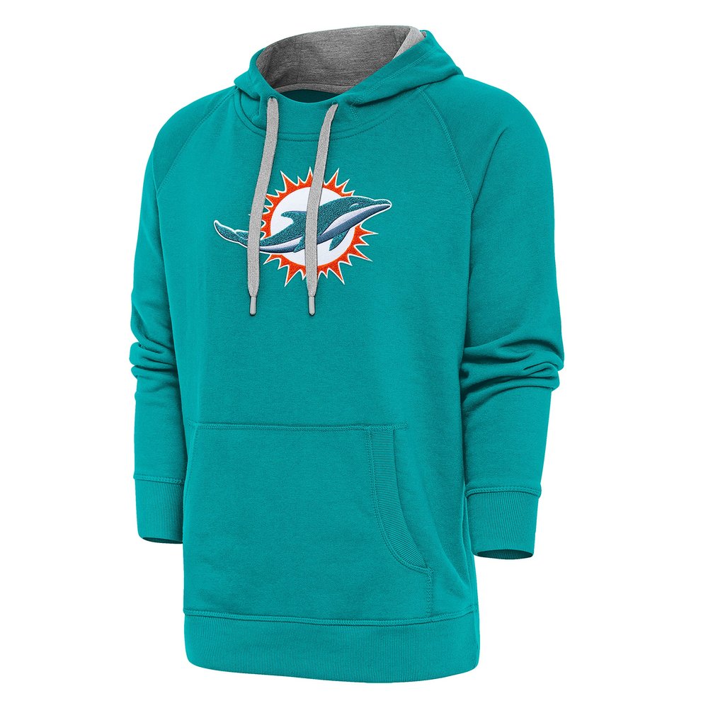 Antigua Men's Aqua Miami Dolphins Victory Chenille Pullover Hoodie