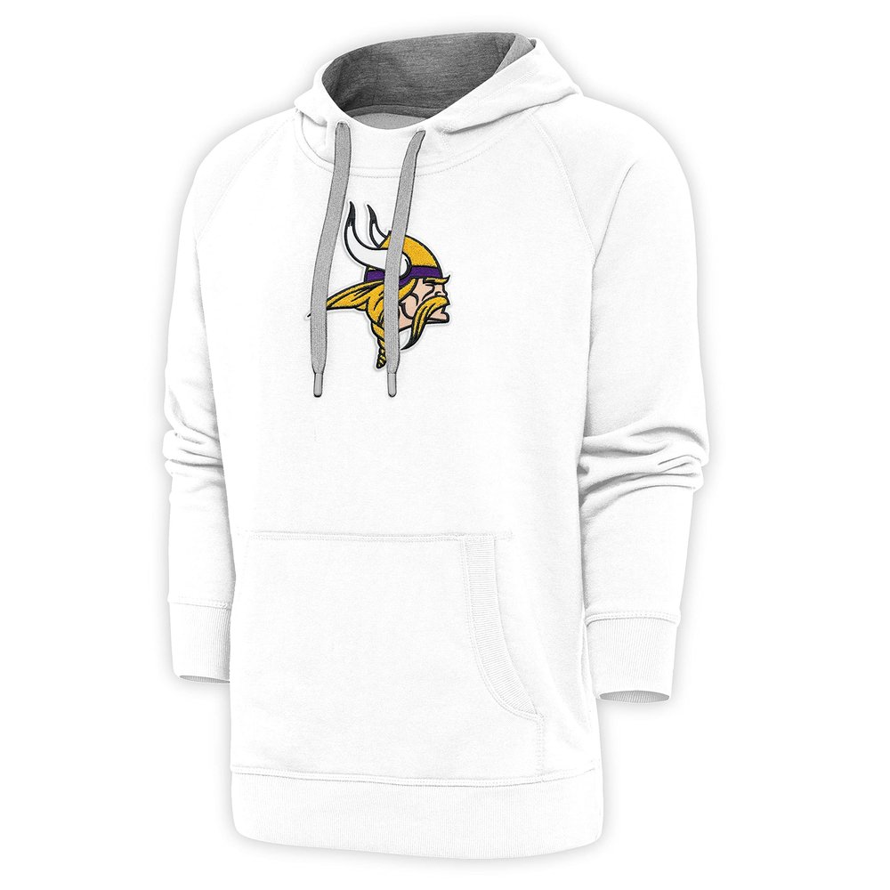 Antigua Men's White Minnesota Vikings Victory Chenille Pullover Hoodie