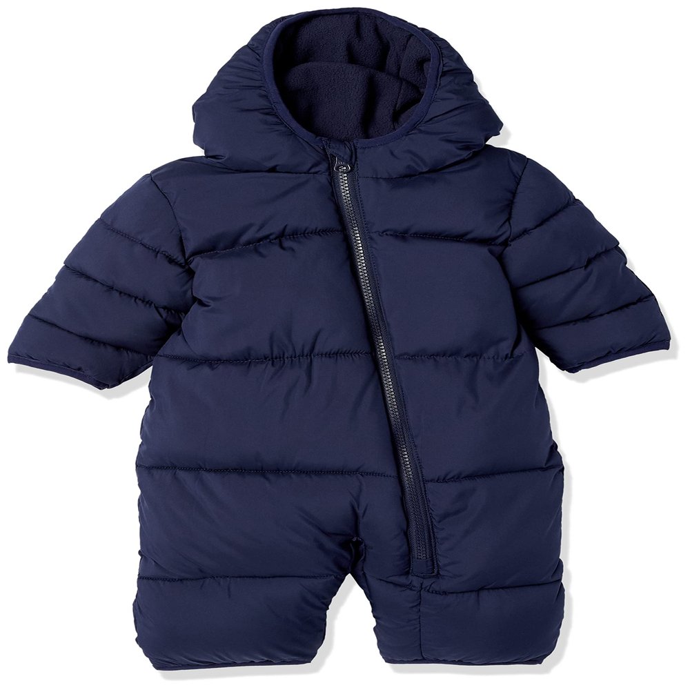 Amazon Essentials Unisex Babies' Water-Resistant Winter Puffer Snowsuit for Boys and Girls, Dark Navy, 3-6 Months