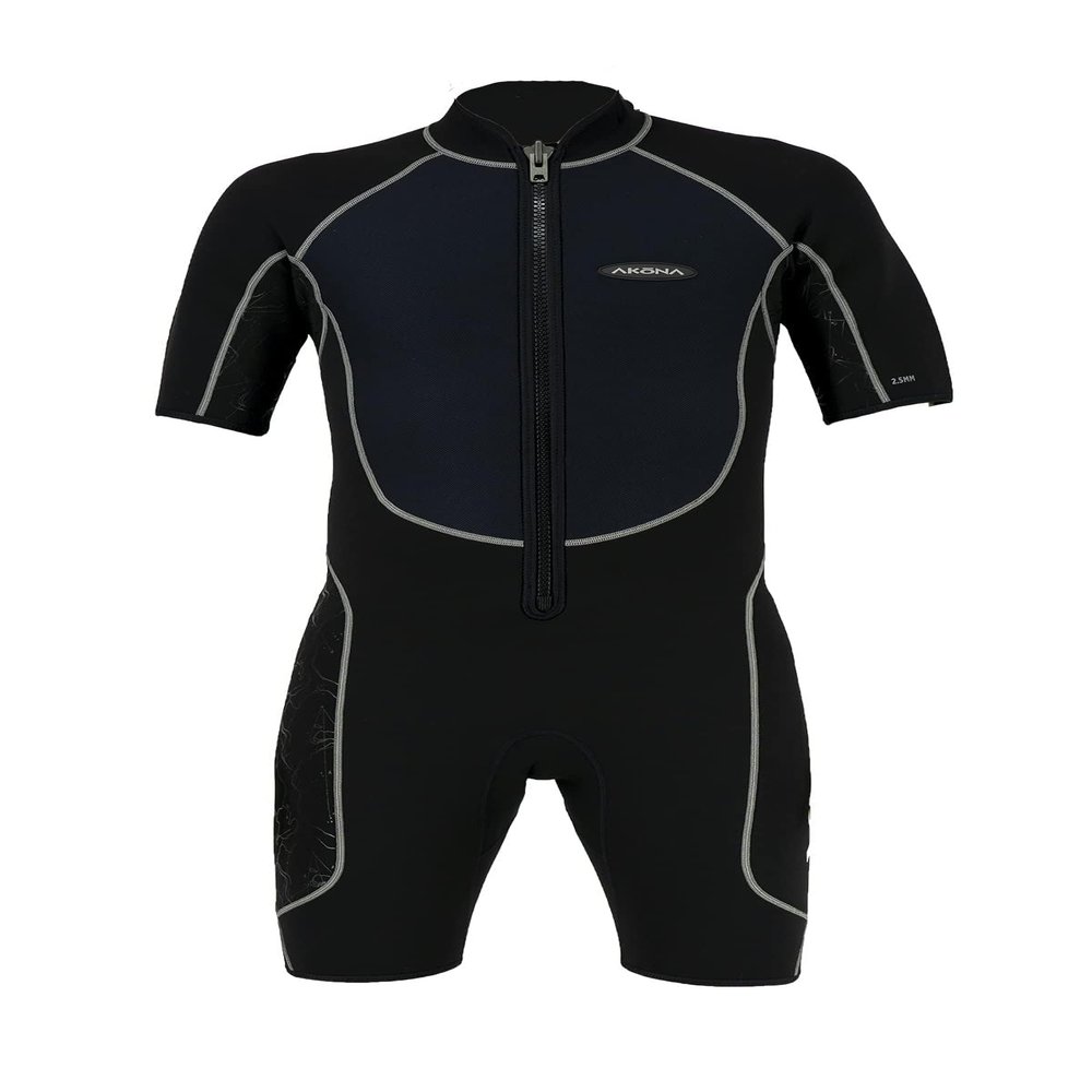 AKONA Men's 2.5mm Shorty Wetsuit with Front Zipper. Scuba, Snorkeling, Paddle Boarding, Kayaking, Surfing - Large