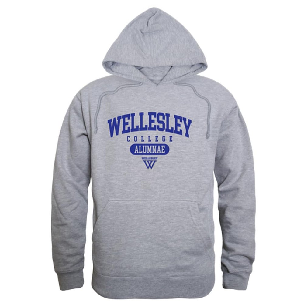 Wellesley College Blue Alumni Hoodie Sweatshirts - Heather Grey, Small